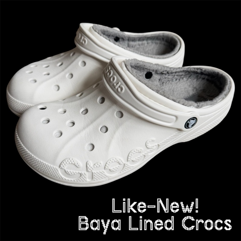 Like-New Baya Lined Crocs | White | 8M 10W